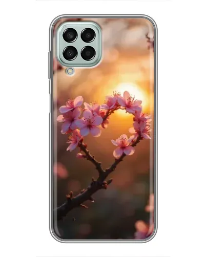 Чехол для Samsung Galaxy M33 (5G) (M336B) с картинкой «Розовый цвет сердце на фоне заката»