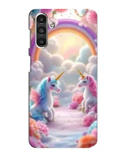 Чехол для Samsung Galaxy M34 (5G) с картинкой «Радуга и единороги»