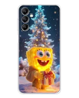 Чехол для Samsung Galaxy M35 5G с картинкой «Рождественский Спанч Боб»