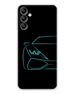 Чехол для Samsung Galaxy M35 5G с картинкой «Голубой силуэт Lamborghini»