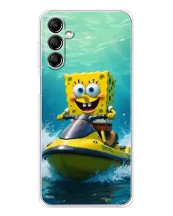 Чехол для Samsung Galaxy M36 5G с картинкой «Спанч Боб на гидроцикле»