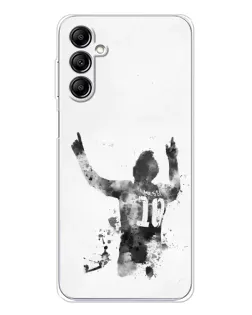 Чехол для Samsung Galaxy M36 5G с картинкой «Черно-белый силуэт Месси»
