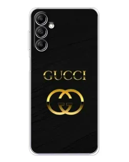 Чехол для Samsung Galaxy M36 с картинкой «Золотой логотип Gucci»