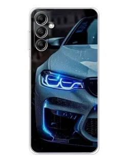 Чехол для Samsung Galaxy M36 с картинкой «Взгляд BMW с синими фарами»