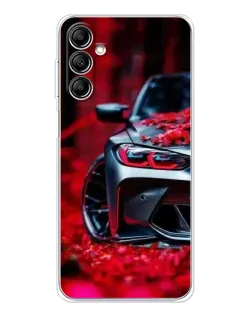Чехол для Samsung Galaxy M36 с картинкой «Спортивная BMW и цветы»