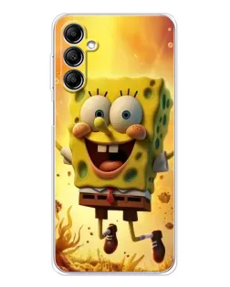 Чехол для Samsung Galaxy M36 с картинкой «Губка Боб прыгает»