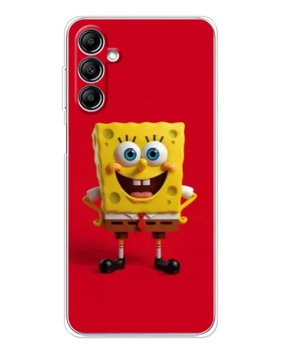 Чехол для Samsung Galaxy M36 с картинкой «Спанч Боб на красном»