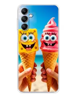 Чехол для Samsung Galaxy M36 с картинкой «Спанч Боб мороженое»