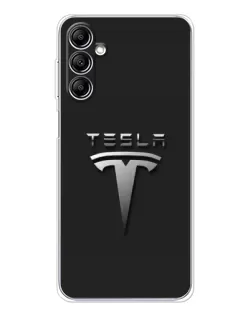 Чохол для Samsung Galaxy M36 з картинкою «Сталевий логотип Tesla»