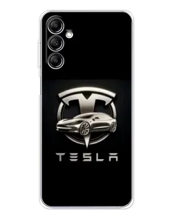 Чохол для Samsung Galaxy M36 з картинкою «Tesla — срібне авто»