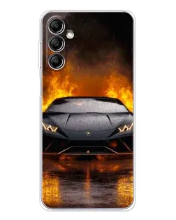 Чехол для Samsung Galaxy M36 с картинкой «Lamborghini в огне»
