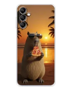 Чехол для Samsung Galaxy M36 с картинкой «Капибара с пиццей»
