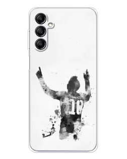 Чехол для Samsung Galaxy M36 с картинкой «Черно-белый силуэт Месси» Чехол для Samsung Galaxy M36 с картинкой «Черно-белый силуэт Месси»