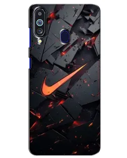Чехол для Samsung Galaxy M40 с картинкой «Nike — эффект разломов»