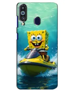 Чехол для Samsung Galaxy M40 с картинкой «Спанч Боб на гидроцикле»