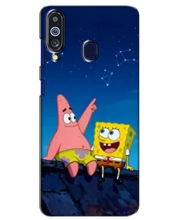 Чехол для Samsung Galaxy M40 с картинкой «Губка Боб и Патрик ночью»