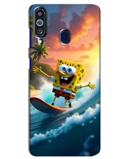 Чехол для Samsung Galaxy M40 с картинкой «Губка Боб серфингист»