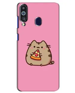 Чехол для Samsung Galaxy M40 с картинкой «Пушин с пиццей»