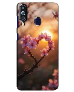 Чехол для Samsung Galaxy M40 с картинкой «Розовый цвет сердце на фоне заката»