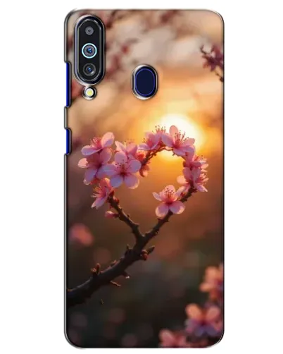 Чехол для Samsung Galaxy M40 с картинкой «Розовый цвет сердце на фоне заката»