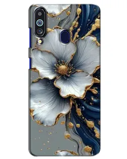 Чехол для Samsung Galaxy M40 с картинкой «Белый цветок и золотой флюид»