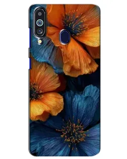 Чехол для Samsung Galaxy M40 с картинкой «Яркая сине-оранжевая флора»