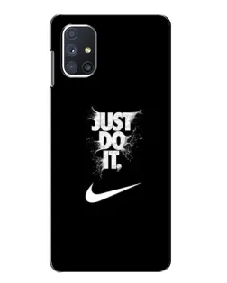 Чехол для Samsung Galaxy M51 с картинкой «Текстовый принт Nike» Чехол для Samsung Galaxy M51 с картинкой «Текстовый принт Nike»