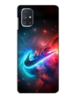 Чехол для Samsung Galaxy M51 с картинкой «Огненный логотип Nike» Чехол для Samsung Galaxy M51 с картинкой «Огненный логотип Nike»