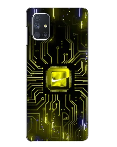 Чехол для Samsung Galaxy M51 с картинкой «Nike — золотая искра»