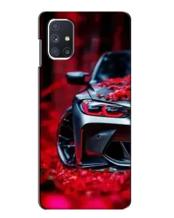 Чехол для Samsung Galaxy M51 с картинкой «Спортивная BMW и цветы»