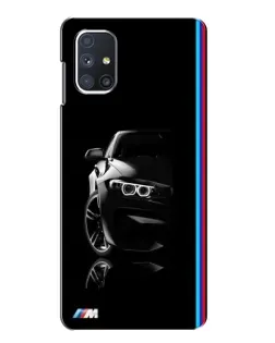 Чехол для Samsung Galaxy M51 с картинкой «Силуэт BMW в темноте»