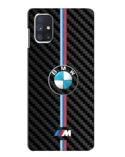 Чехол для Samsung Galaxy M51 с картинкой «Эмблема BMW и карбон»