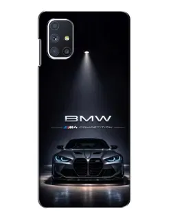 Чехол для Samsung Galaxy M51 с картинкой «BMW сквозь ночной город»