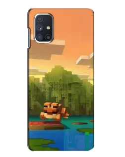 Чехол для Samsung Galaxy M51 с картинкой «Майнкрафт закат солнца»
