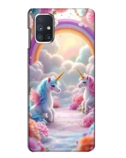 Чехол для Samsung Galaxy M51 с картинкой «Радуга и единороги»