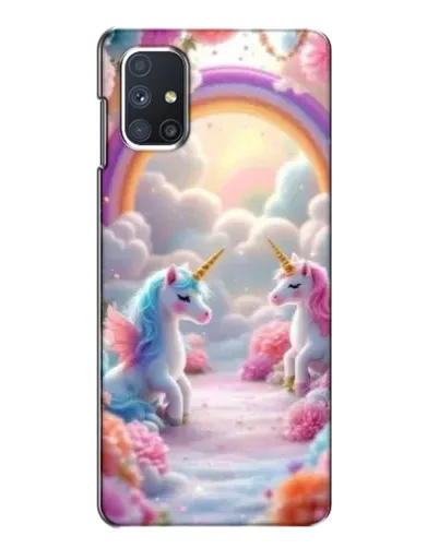 Чехол для Samsung Galaxy M51 с картинкой «Радуга и единороги»