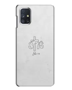 Чехол для Samsung Galaxy M51 с картинкой «Иоанна 3:16 Крест»