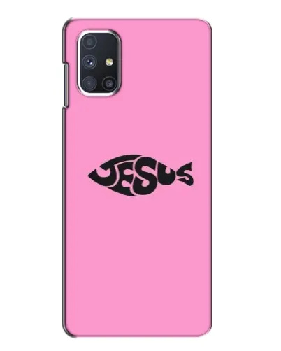 Чехол для Samsung Galaxy M51 с картинкой «Розовый символ  Jesus»