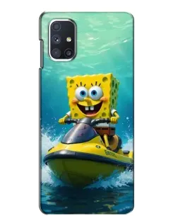 Чехол для Samsung Galaxy M51 с картинкой «Спанч Боб на гидроцикле»
