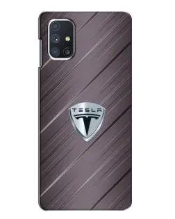 Чехол для Samsung Galaxy M51 с картинкой «Металлическая текстура Tesla»