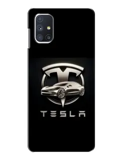 Чехол для Samsung Galaxy M51 с картинкой «Tesla — серебристое авто»