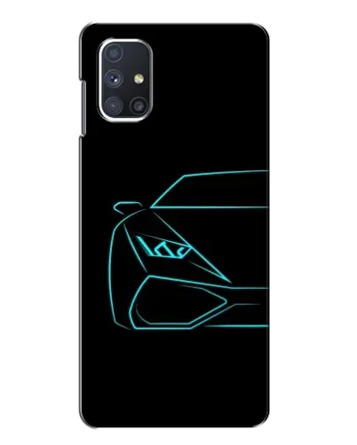 Чехол для Samsung Galaxy M51 с картинкой «Голубой силуэт Lamborghini»