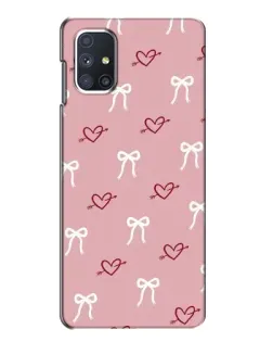 Чехол для Samsung Galaxy M51 с картинкой «Сердца и банты»