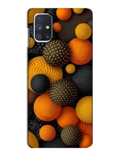 Чехол для Samsung Galaxy M51 с картинкой «Объемные оранжевые сферы»