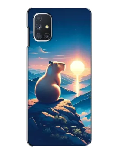 Чехол для Samsung Galaxy M51 с картинкой «Закат солнца с капибарой»