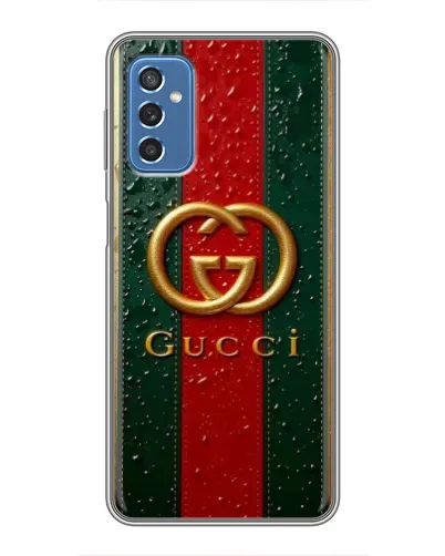 Чехол для Samsung Galaxy M52 5G (M526) с картинкой «Gucci — фирменная полоса и золото» Чехол для Samsung Galaxy M52 5G (M526) с картинкой «Gucci — фирменная полоса и золото»