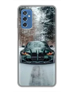 Чехол для Samsung Galaxy M52 5G (M526) с картинкой «BMW в зимнем лесу»