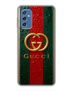 Чохол для Samsung Galaxy M52 з картинкою «Gucci — фірмова смуга та золото»