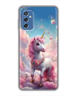 Чехол для Samsung Galaxy M52 с картинкой «Единорог среди облаков»