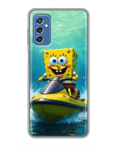 Чехол для Samsung Galaxy M52 с картинкой «Спанч Боб на гидроцикле»